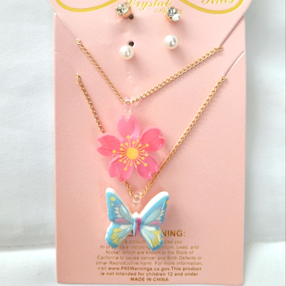 Kids Flower Butterfly Necklace